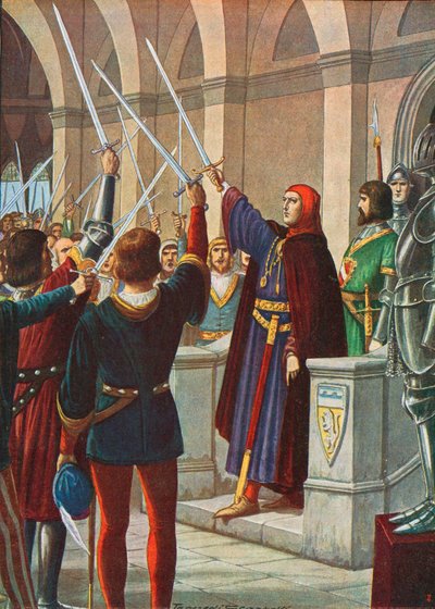 Cangrande della Scala Appointed General of the League Ghibillini, December 1318 by Tancredi Scarpelli